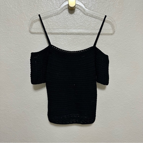 VINCE Cold-Shoulder Crochet-Knit Cotton Top size S - Picture 13 of 14